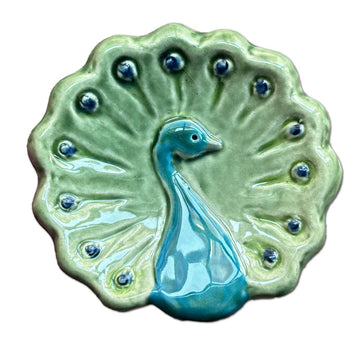 August Ceramics Colorful Ceramic Peacock Dish